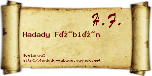 Hadady Fábián névjegykártya